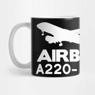 Airbus A220-100 Silhouette Print (White) Mug